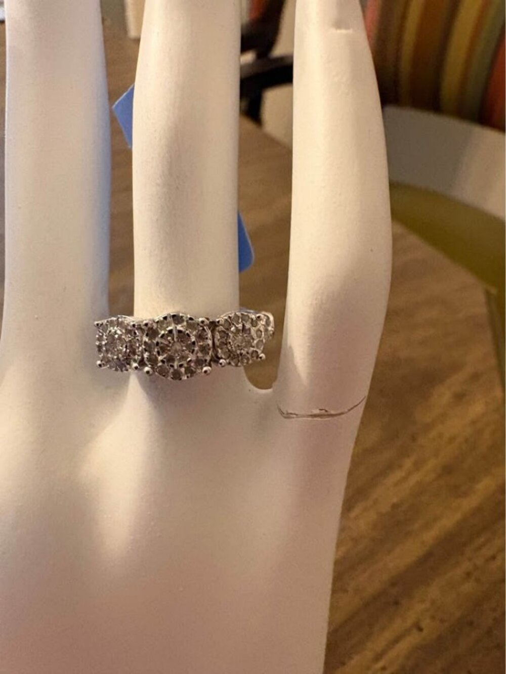 0.25 CT Natural Diamond Sterling Silver Ring Size 6